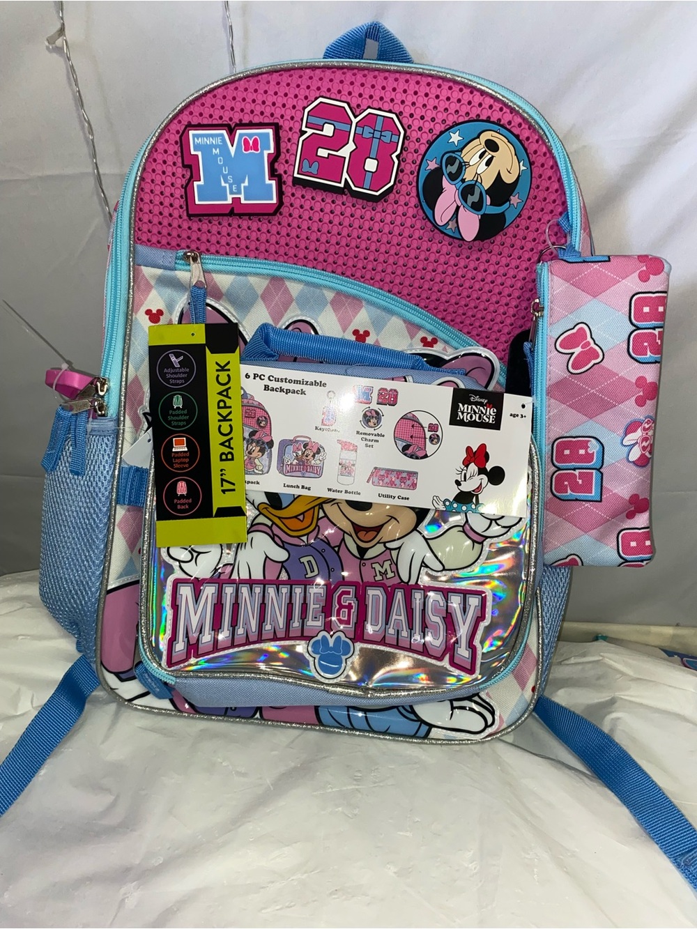 Disney Minnie & Daisy Pink and Blue Kids Backpack - 6pc Set